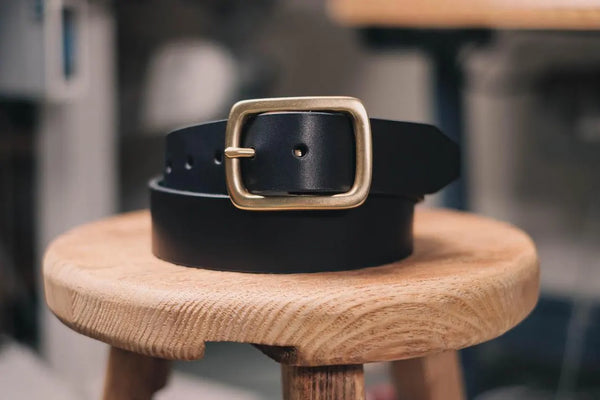 CUSTOMIZABLE - 4 COLORS Natural Vegetable-tanned Leather Garrison Belt (1.5 inch, 38 mm wide)