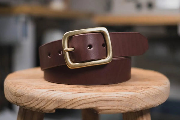CUSTOMIZABLE - 4 COLORS Natural Vegetable-tanned Leather Garrison Belt (1.5 inch, 38 mm wide)