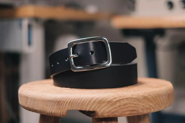 CUSTOMIZABLE - 4 COLORS Natural Vegetable-tanned Leather Garrison Belt with Stainless Steel Buckle (1.5 inch, 38 mm wide)