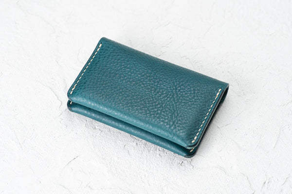 6 COLORS - Minerva Box Leather Folded Business Card Holder