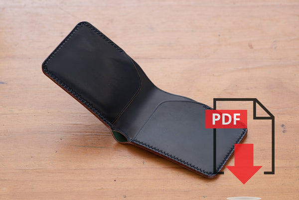 Leather Minimalist Bi-fold Wallet PDF Template Set No.4 - Digital Leatherworking Pattern - A4 & Letter Size