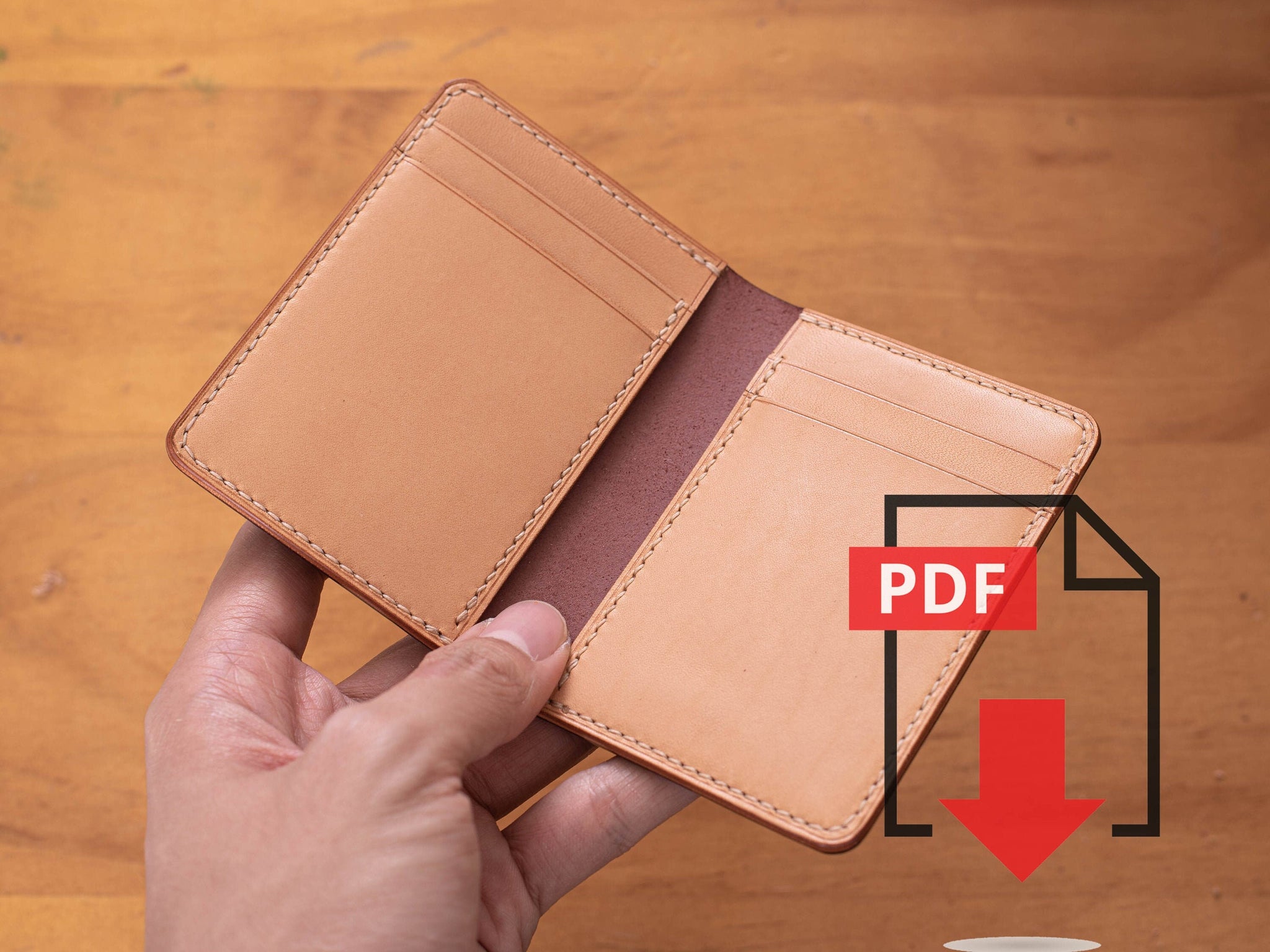 Leather Vertical Cardholder Wallet PDF Template Set No.7 - Digital Leatherworking Pattern - A4 & Letter Size