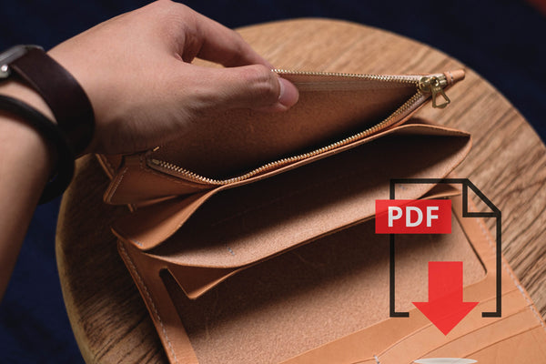 Leather Biker Long Wallet PDF Template Set No.10 - Digital Leatherworking Pattern - A4 Sized Printout