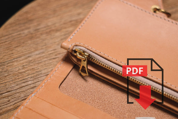 Leather Biker Long Wallet PDF Template Set No.10 - Digital Leatherworking Pattern - A4 Sized Printout