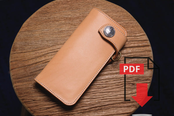 Leather Biker Long Wallet PDF Template Set No.10 - Digital Leatherworking Pattern - A4 Sized Printout
