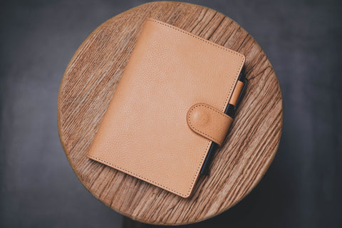6 COLORS - B6/Stalogy Natural Snap Closure Pebbled Leather Notebook Cover