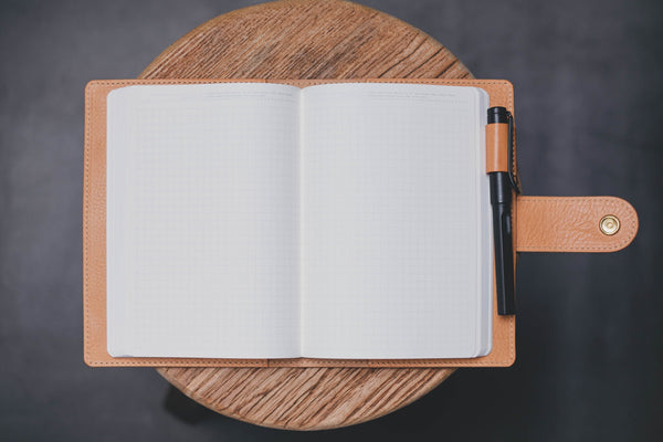 6 COLORS - B6/Stalogy Natural Snap Closure Pebbled Leather Notebook Cover