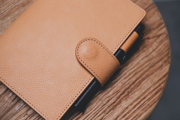 6 COLORS - B6/Stalogy Natural Snap Closure Pebbled Leather Notebook Cover