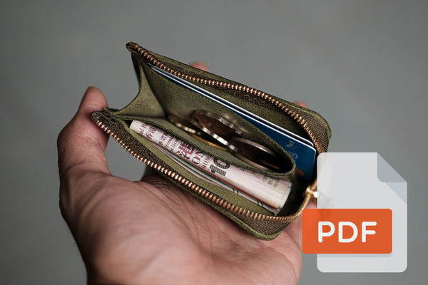 Leather Zip Wallet PDF Template Set No.20 - Digital Leatherworking Pattern - A4 & Letter Size