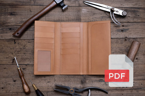 Leather Trifold Long Wallet PDF Template Set No.25 - Digital Leatherworking Pattern - A4 & Letter Size