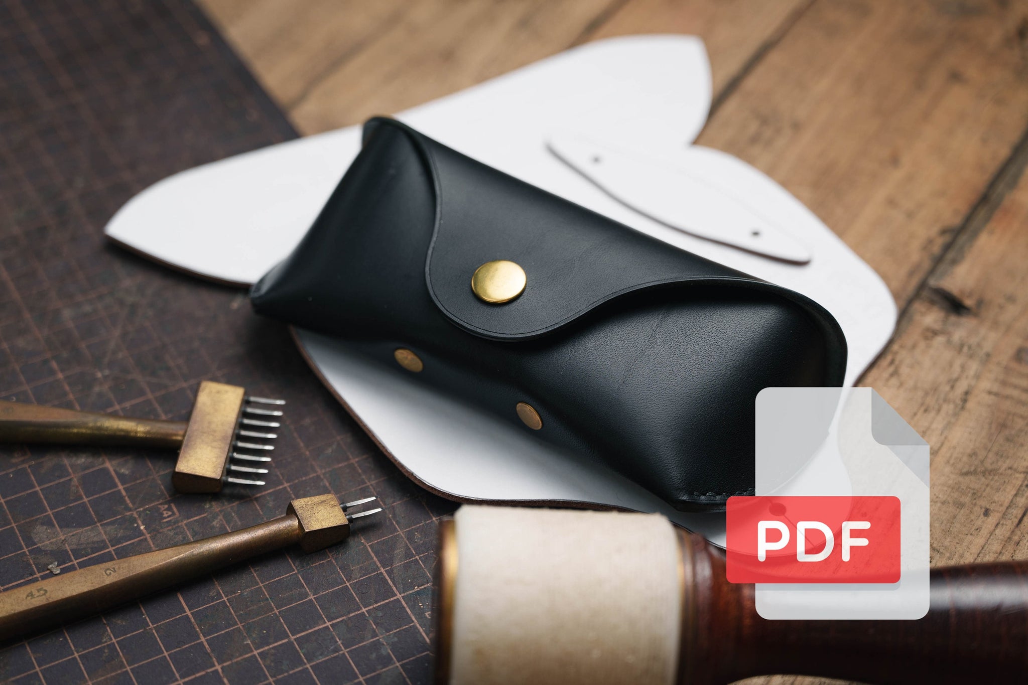 Leather Glasses and Sunglasses Case PDF Template Set No.34 - Digital Leatherworking Pattern - A4 & Letter Size