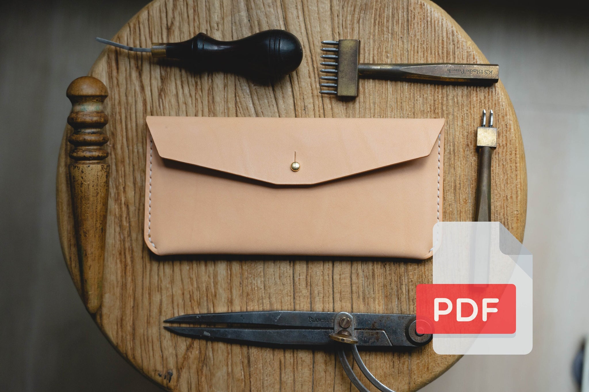 Leather Pen Pouch, Pencil Case PDF Template Set No.37 - Digital Leatherworking Pattern - A4 & Letter Size
