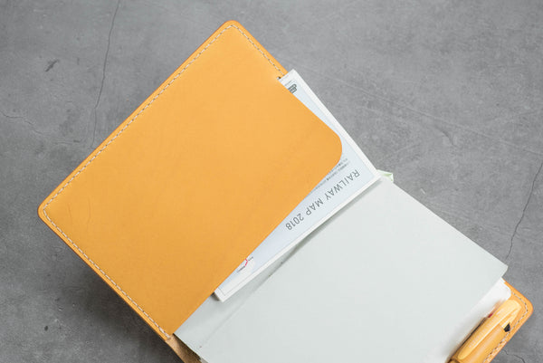 12 COLORS - A6/Hobonichi/Midori MD Mustard Yellow Buttero Leather Elastic Closure Notebook Cover