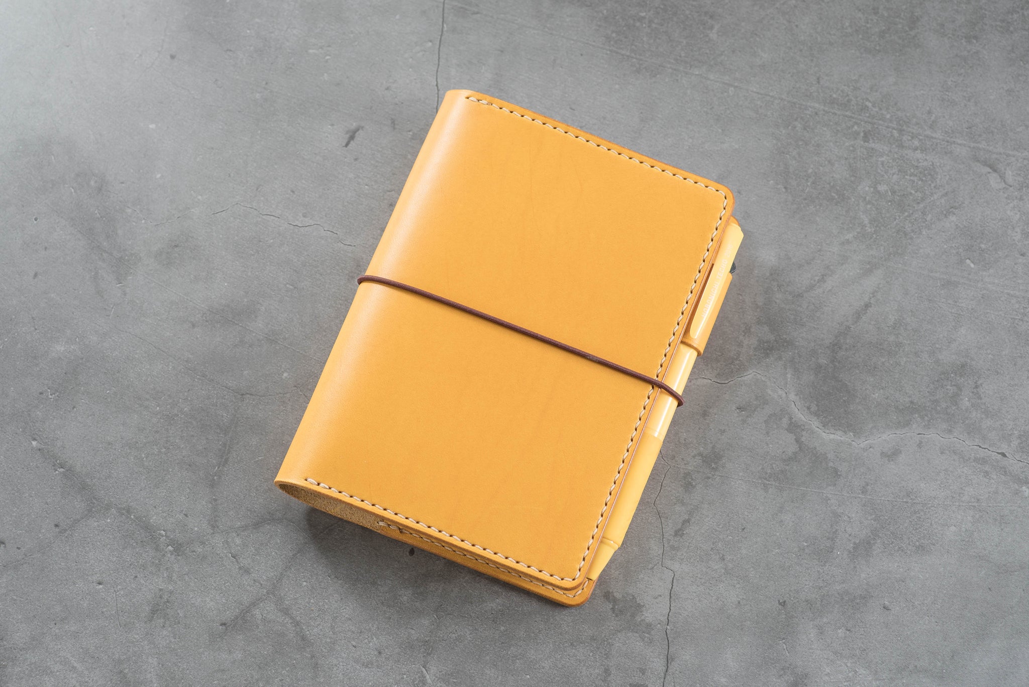 12 COLORS - A6/Hobonichi/Midori MD Mustard Yellow Buttero Leather Elastic Closure Notebook Cover