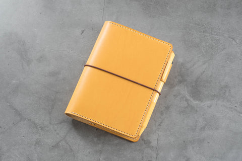 12 COLORS - A6/Hobonichi/Midori MD Mustard Yellow Buttero Leather Elastic Closure Notebook Cover