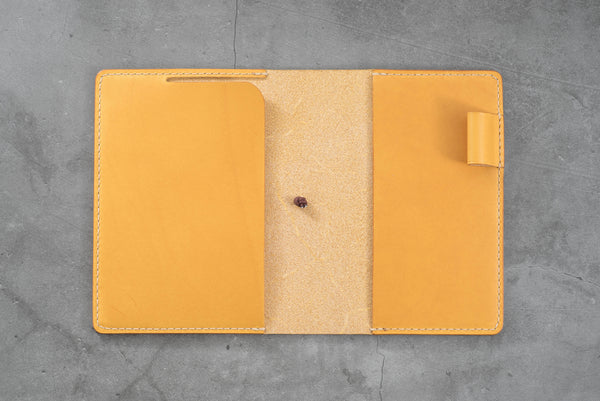 12 COLORS - A6/Hobonichi/Midori MD Mustard Yellow Buttero Leather Elastic Closure Notebook Cover