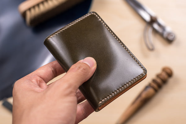 7 COLORS - Shell Cordovan & Natural Leather 4-Slot Vertical Card Wallet