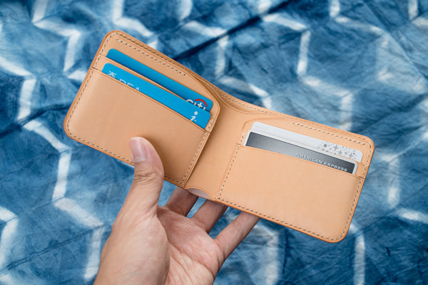 7 COLORS - 4-Slot Whiskey Shell Cordovan & Natural Leather Billfold Wallet