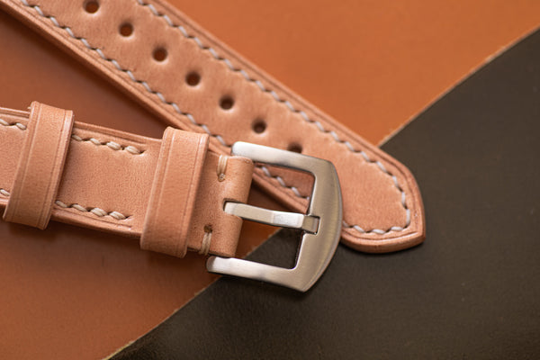 Natural Shell Cordovan Leather Tapered Basic Watch Strap (18, 20, 22 and 24 mm) - Malloria