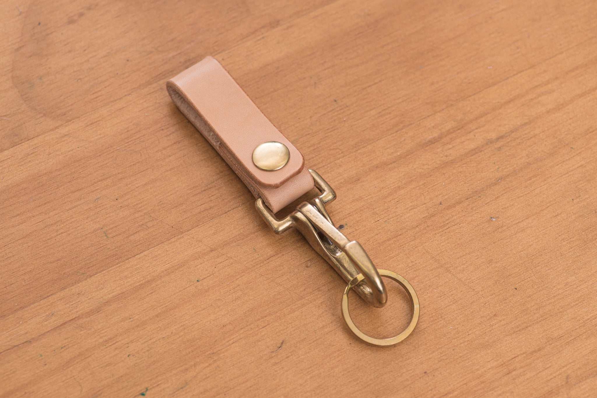 Natural Key holder / Belt Loop with Solid Brass Hardware and snap