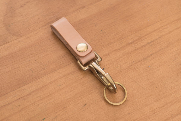 Natural Key holder / Belt Loop with Solid Brass Hardware and snap