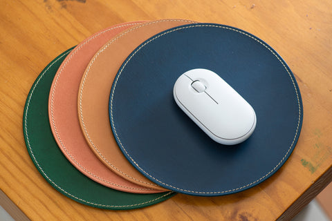 12 COLORS - Stitched Round Buttero Leather Mouse Pad - Malloria