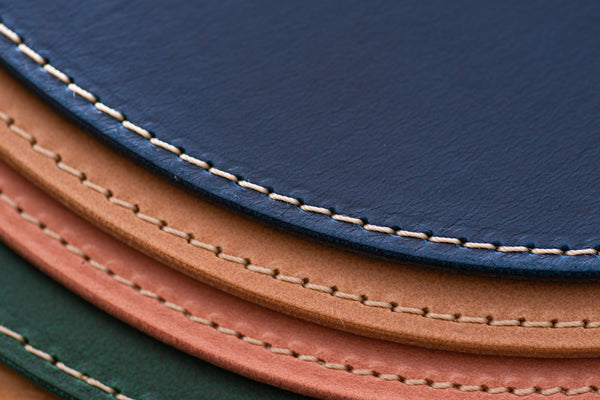 12 COLORS - Stitched Round Buttero Leather Mouse Pad - Malloria