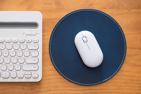 12 COLORS - Stitched Round Buttero Leather Mouse Pad - Malloria
