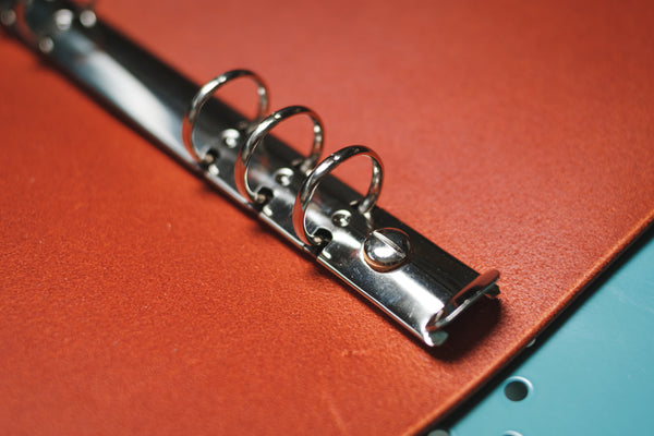 Orange Buttero Leather Binder Cover with Elastic Closure for Filofax