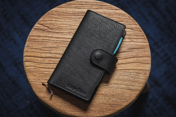 6 COLORS - Weeks Snap Closure Pebbled Leather Notebook Cover