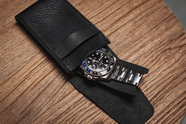 Black Minerva Box Vegetable tanned Leather Watch Pouch (Type B)