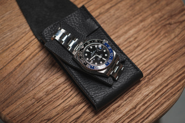 Black Minerva Box Vegetable tanned Leather Watch Pouch (Type B)