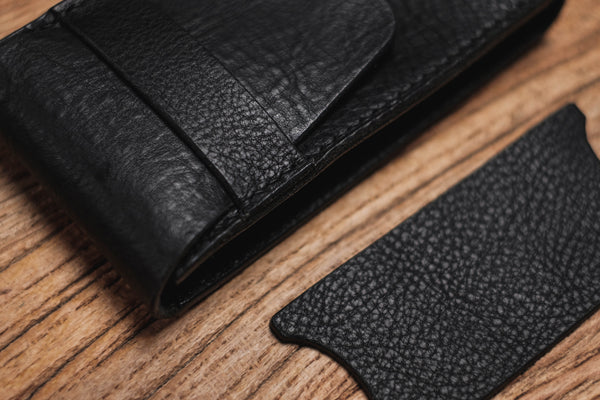 Black Minerva Box Vegetable tanned Leather Watch Pouch (Type B)