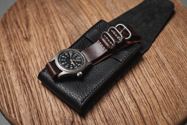 Black Minerva Box Vegetable tanned Leather Watch Pouch (Type B)