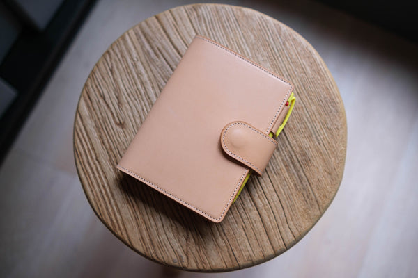 13 COLORS - A6/Hobonichi/Midori MD Natural Snap Closure Leather Notebook Cover with Card Slots