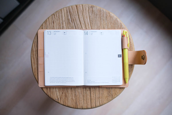 13 COLORS - A6/Hobonichi/Midori MD Natural Snap Closure Leather Notebook Cover with Card Slots