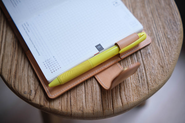 13 COLORS - A6/Hobonichi/Midori MD Natural Snap Closure Leather Notebook Cover with Card Slots