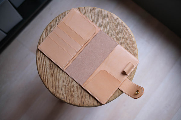 13 COLORS - A6/Hobonichi/Midori MD Natural Snap Closure Leather Notebook Cover with Card Slots