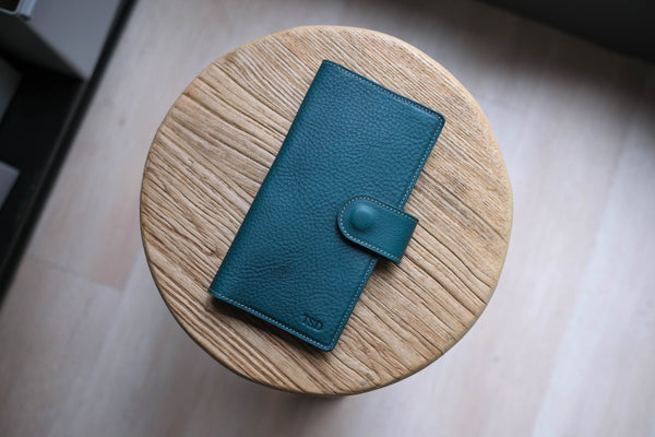 6 COLORS - Weeks Snap Closure Pebbled Leather Notebook Cover