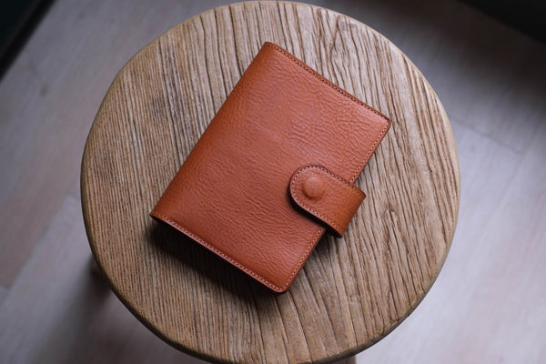 A6/Hobonichi/Midori MD Natural Snap Closure Pebbled Leather Notebook Cover