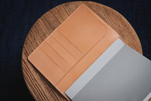 B6/Stalogy Natural Snap Closure Vegetable-tanned Leather Notebook Cover with Card Slots