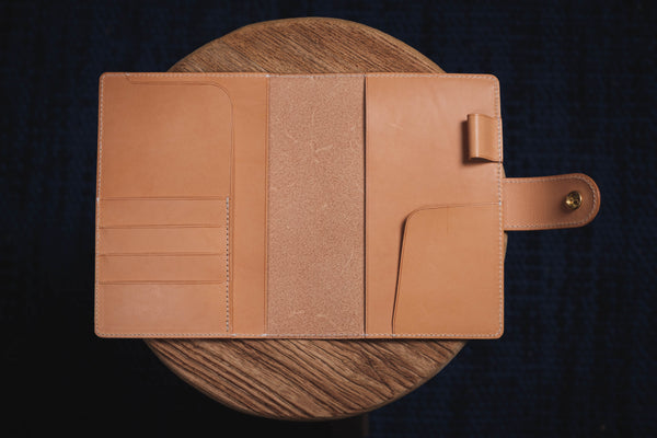 B6/Stalogy Natural Snap Closure Vegetable-tanned Leather Notebook Cover with Card Slots