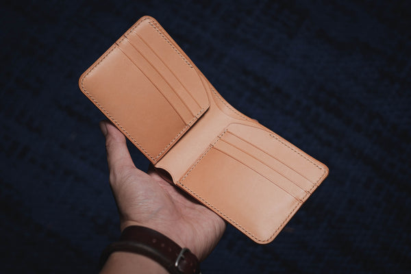 7 COLORS - 6-Slot Burgundy Shell Cordovan & Natural Leather Billfold Wallet