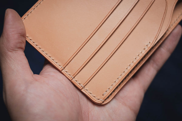 7 COLORS - 6-Slot Burgundy Shell Cordovan & Natural Leather Billfold Wallet