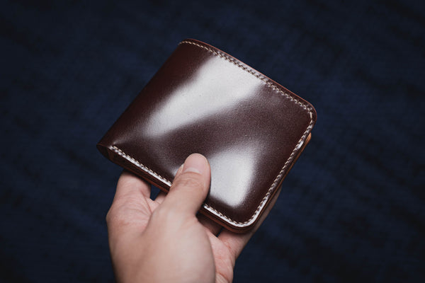 7 COLORS - 6-Slot Burgundy Shell Cordovan & Natural Leather Billfold Wallet