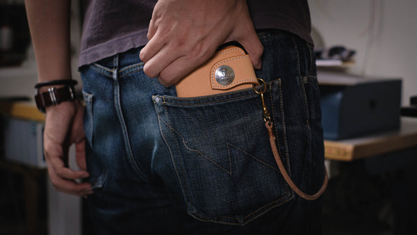 Natural Leather Biker Long Billfold Wallet