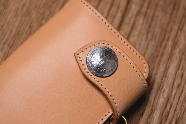Natural Leather Biker Long Billfold Wallet