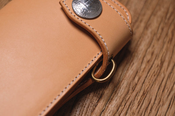 Natural Leather Biker Long Billfold Wallet