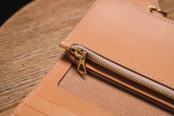 Natural Leather Biker Long Billfold Wallet
