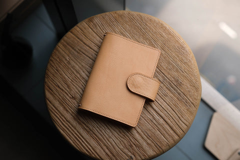 ALL SIZES - Natural Pebbled Leather Stitched Traveler's Notebook w/ Strap Closure (No inserts included)